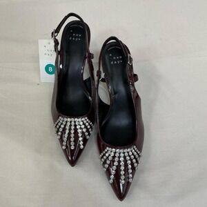 A New Day Rhinestone Slingback Heels | Women's Size 8 | Burgundy Patent | NWT